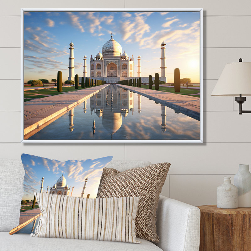 Islam Art Taj Mahal I, H 34 po x l 44 po x P 1,5 po, Cadre flottant blanc