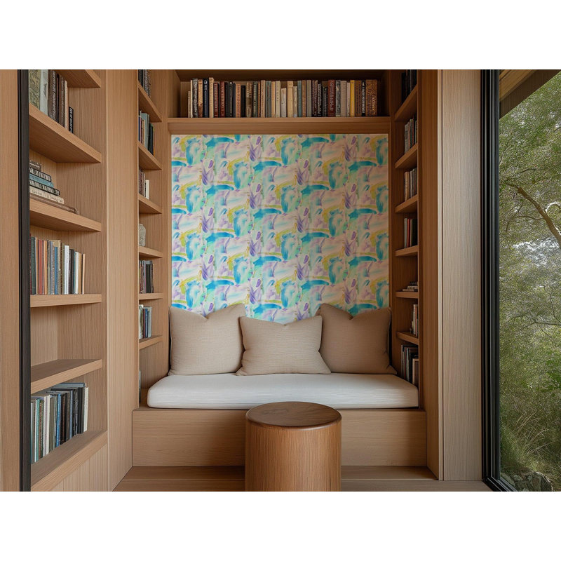 The Blush Label Cotton Candy Premium Matte 10' L x 24" W Wallpaper Roll, Light Blue, Non-pasted, Faux Grasscloth