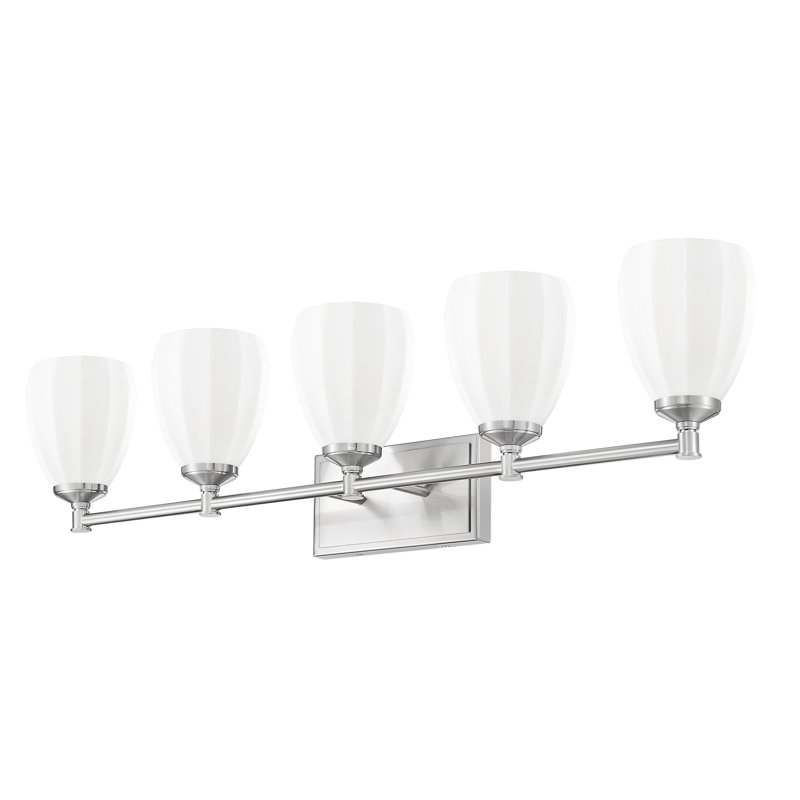 Coiffeuse Mattera, 5 lumières, Nickel brossé, H 10 po x l 38 po x P 6,5 po