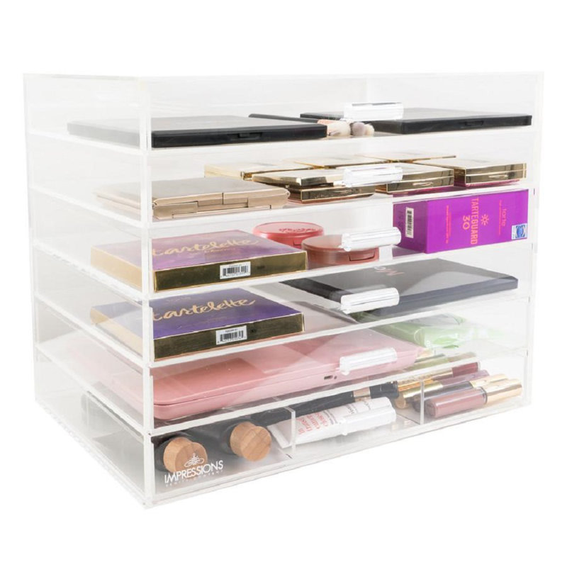 Rangement de maquillage en acrylique à 6 niveaux avec support de meuble-lavabo élégant à 6 sections