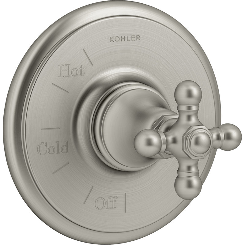 Artifacts® Rite-Temp® Valve Trim with Cross Handle, Brushed Nickel