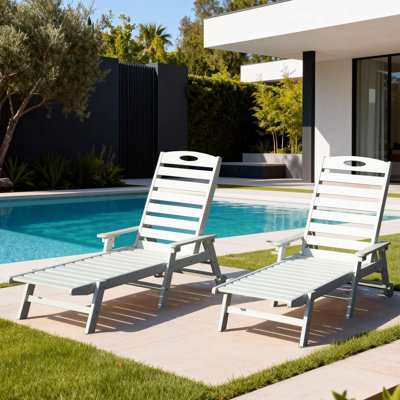 Recliner Outdoor Lounge Chairs With Storage (Set Of 2)