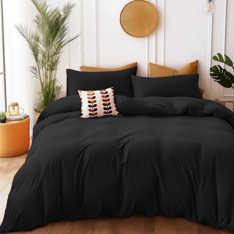 Heather Blueish Gray Jersey Cotton Queen Duvet Cover Set