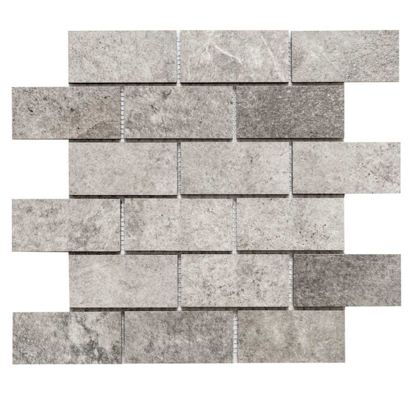 Carreau de mosaïque en porcelaine 2 po x 4 po The Wilds, Gris gravier