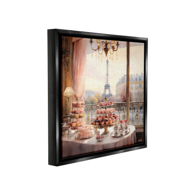 «Parisian Desserts City View Elm Brown», toile encadrée flottante par RB