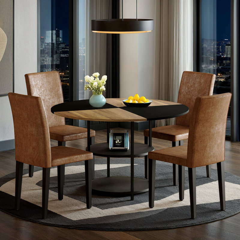 47.3" Circular Dining Table & 4 Chairs Set