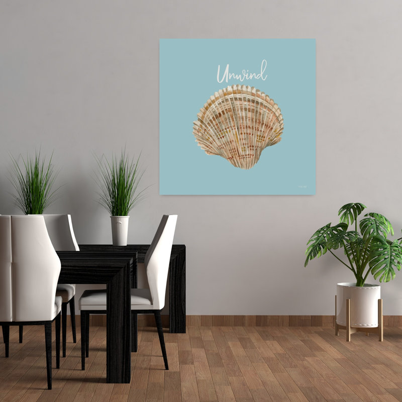 «Unwind Seashell», art abstrait de paysage côtier, H 36 po x l 36 po
