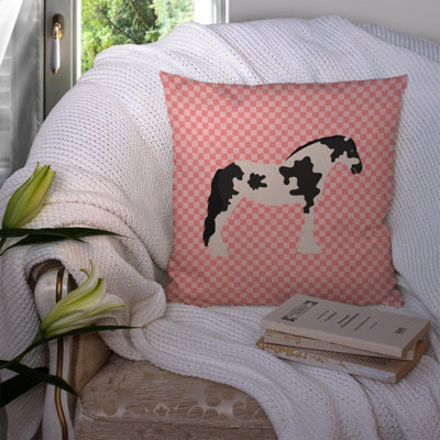 Horse Check Square Canvas Outdoor Throw Pillow