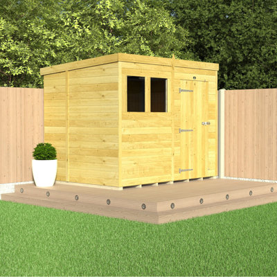 10ft x 8ft Pent Shed - Single Door with Windows