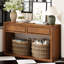 Console rustique en bois avec tiroirs de rangement et tablette ouverte-51795693