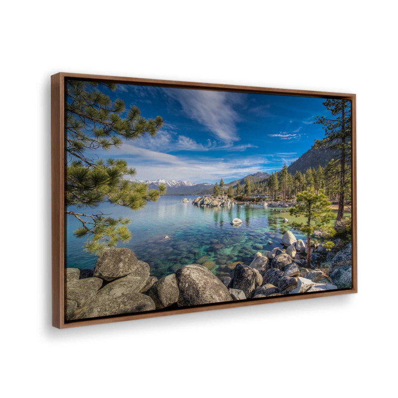 Lac Tahoe - imprimé, H 24 po x l 36 po, Impression encadrée sans passe-partout, Noyer
