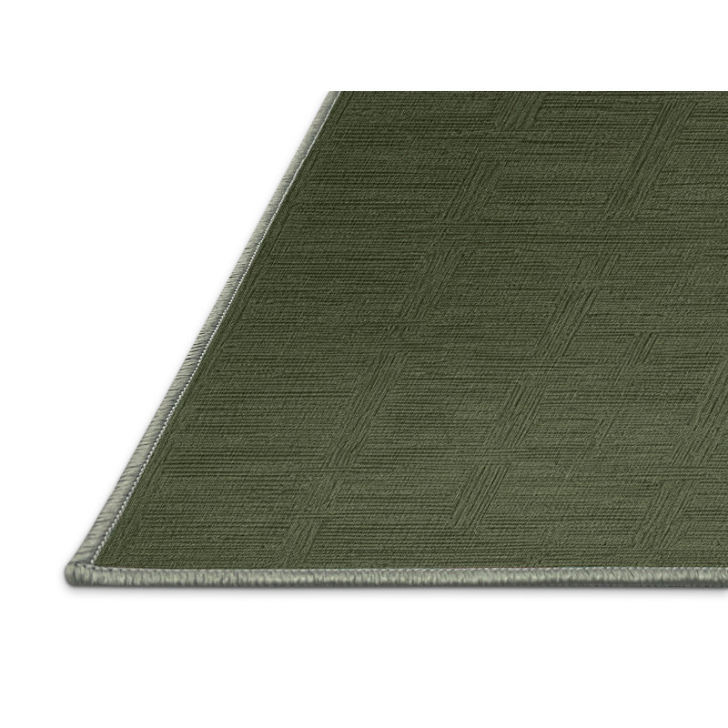 Machine Washable Solid Green Area Rug, Square 7'