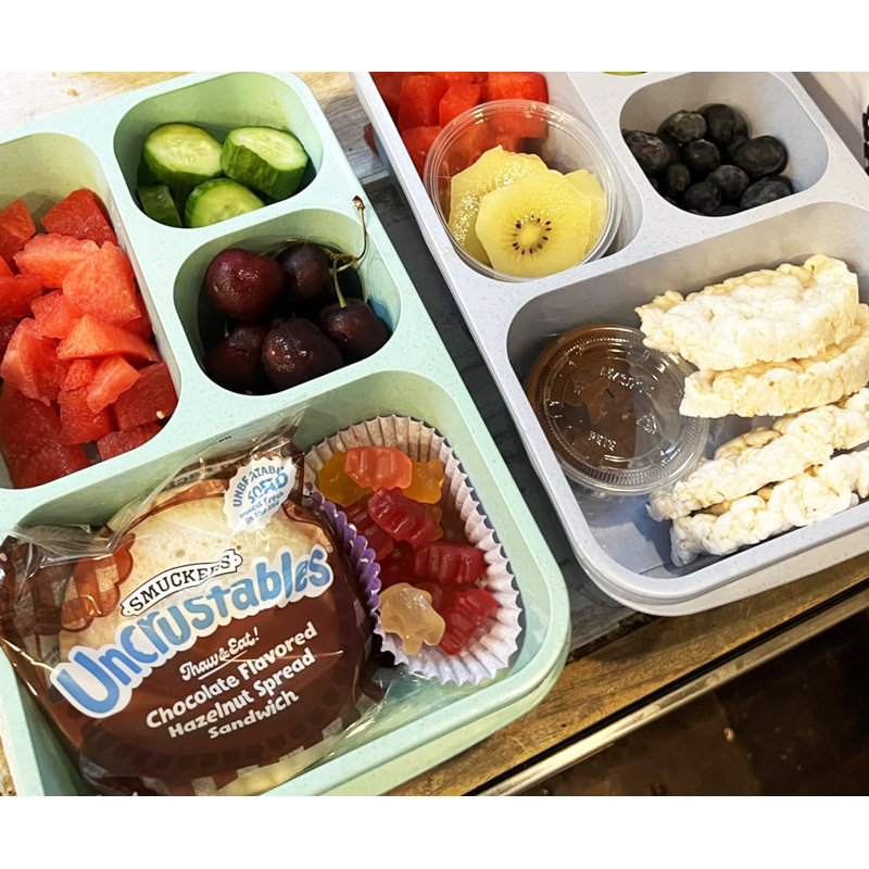 Boîte à bento à 4 compartiments 44 oz - Blé empilable sans BPA pour adultes et enfants