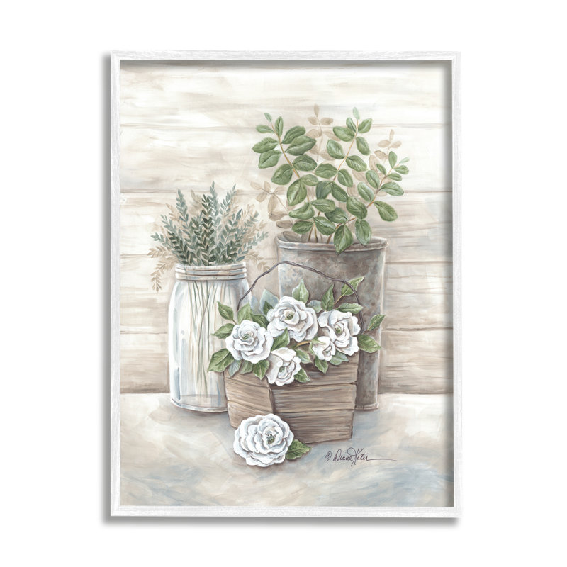 «Country Succulents Botanicals», H 30 po x l 24 po x P 1,5 po, Giclée encadrée blanc bord de mer