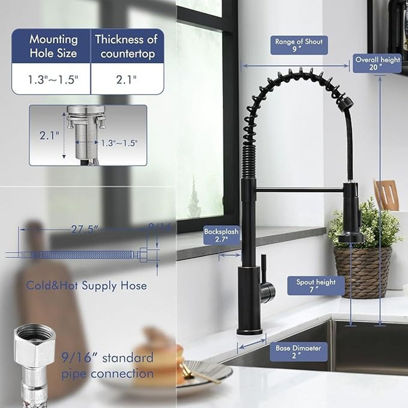 GIMILI  Touchless Kitchen Faucet with Pull Down Sprayer Motion Sensor Smart Hands-Free Activated Single Hole Spring Faucet for Kitchen Sink