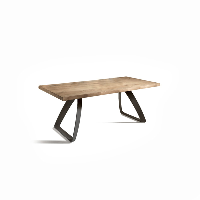 Vidari Extendable Metal Base Dining Table, Oak, Black, H76 x L160 x W90cm