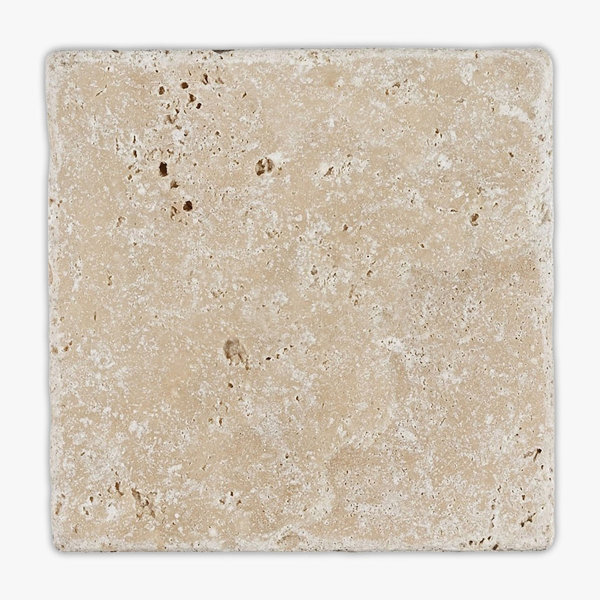 Ivory Tumbled 4x4 Travertine Tile