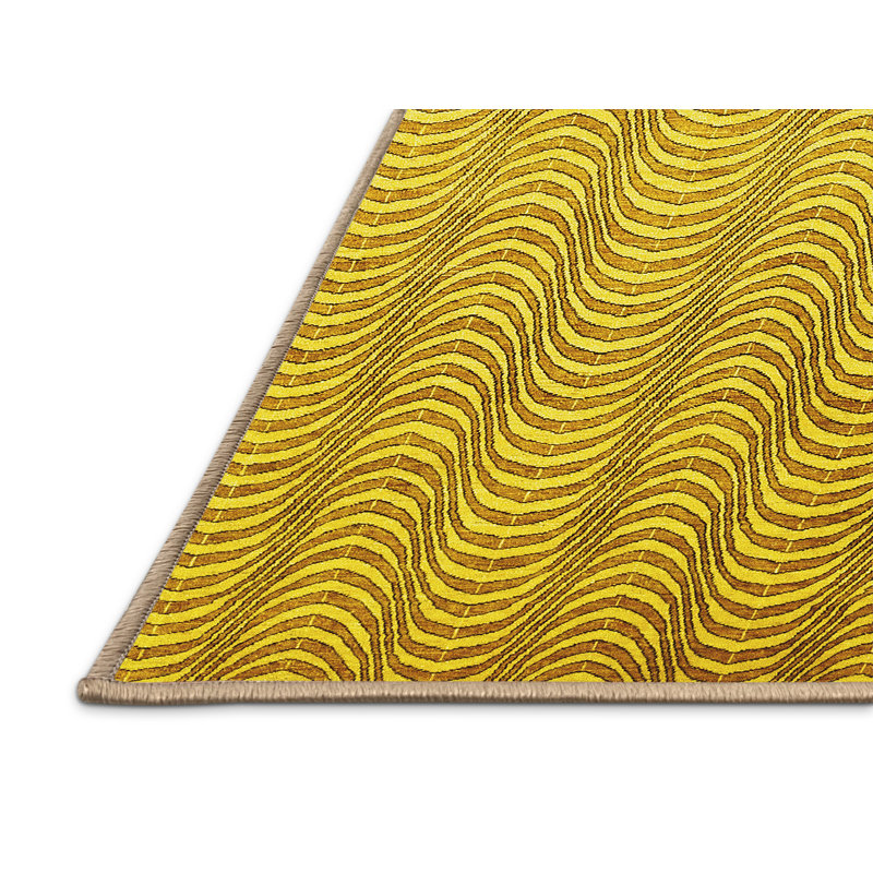 Tapis contemporains jaunes lavables à la machine 279, Rectangle 2 pi x 3 pi