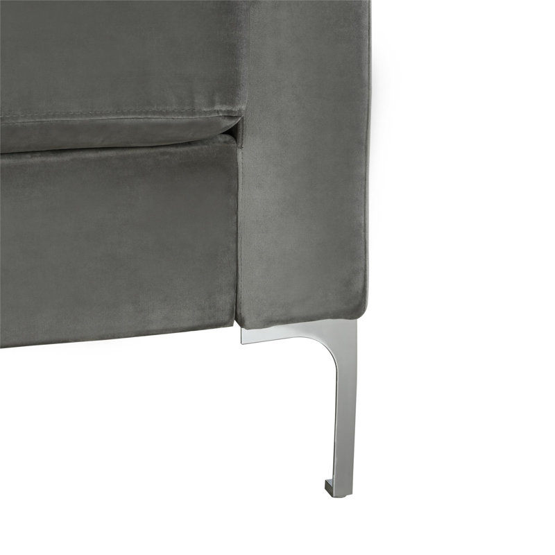 Mezie 3 Seater Velvet Corner Sofa , Grey