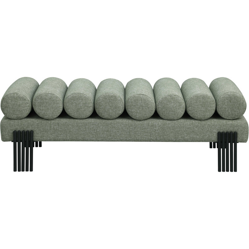 Akeela Upholstered Bench, Green Linen Textured Fabric