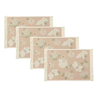 Ensemble de 4 napperons roses à motif de fleurs sauvages l 14 po x L 19 po Wildflowers