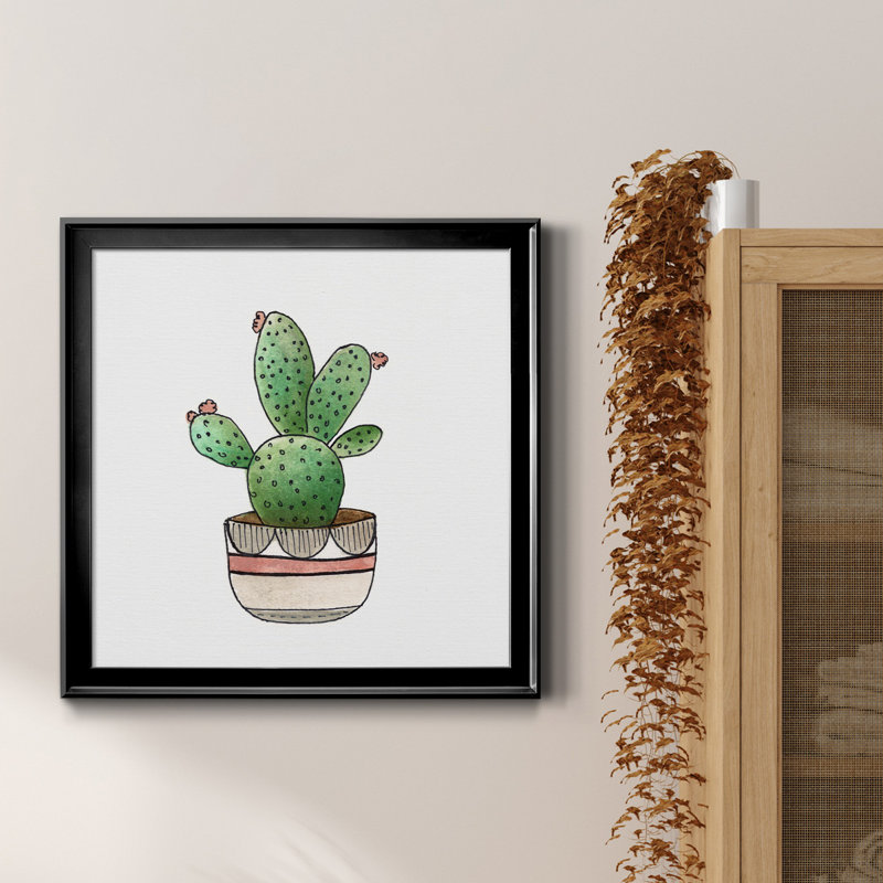 Boho Greenery III - peinture sur toile encadrée, H 26,5 po x l 26,5 po x P 1,5 po, Toile avec cadre noir