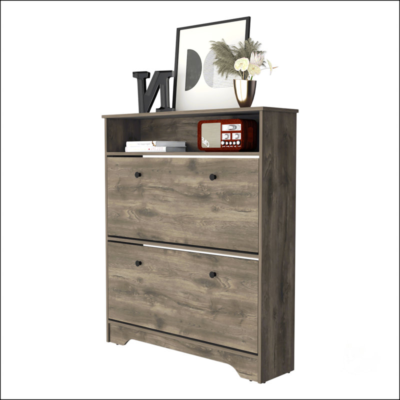 2-Shelf Shoe Rack, Dark Brown