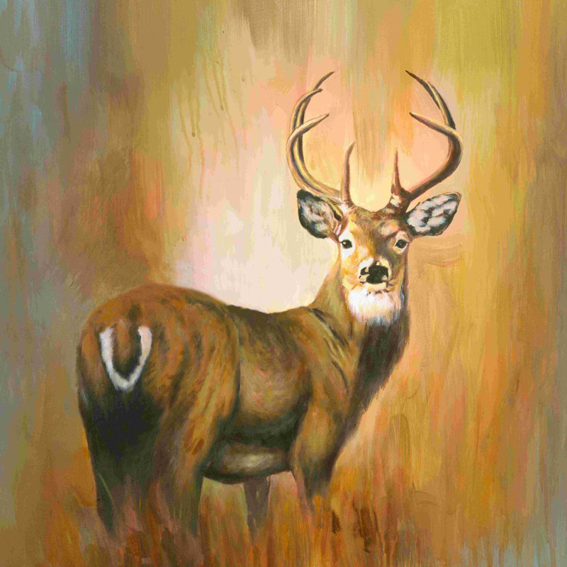 " Golden Deer Days " Painting Print, 36" H x 36" W  
