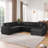 U Shaped Corduroy Sectional Modular Sofa With Chaise-867674002