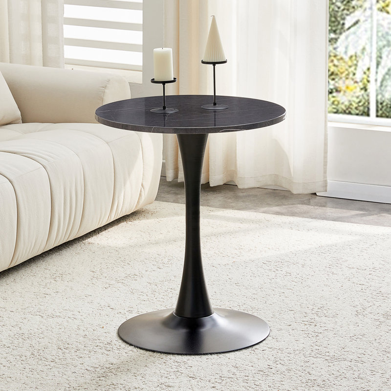 (Table en marbre noir), table de salle à manger moderne, table de salle à manger, plateau en panneau de fibres à densité moyenne et table tulipe ronde en acier, table de cuisine, table basse Mid-Century pour salon 24 pouces, table de salle à manger ovale
