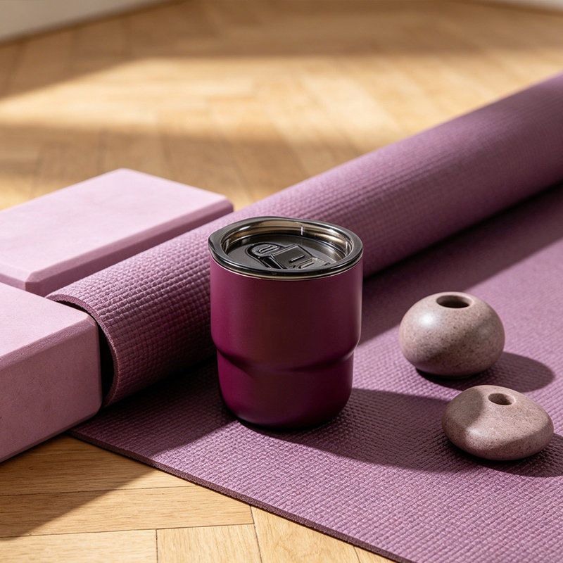 Mini-tasse à double paroi en acier inoxydable pour bouteille d'eau pour bureau, Mauve