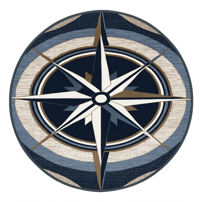  Tapis nautique lavable contemporain, Rond 5 pi