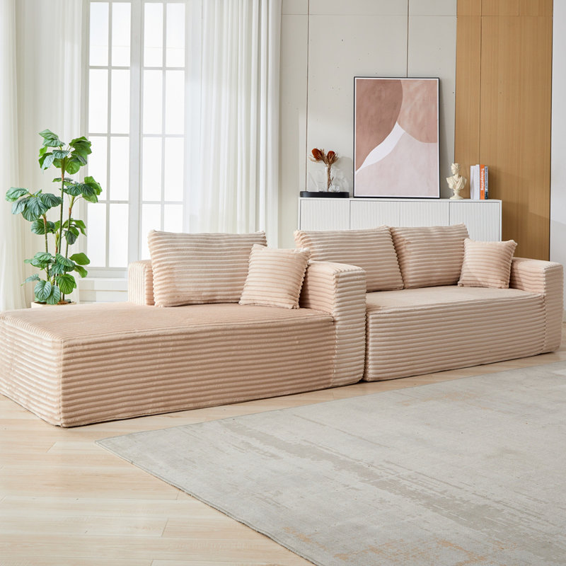 Canapé modulaire à compression avec méridienne confortable, canapé en forme de L avec siège profond et canapé-lit modulaire minimaliste