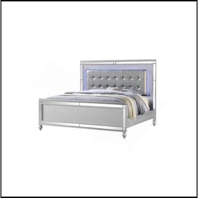 Upholstered LED Bed Made With Wood