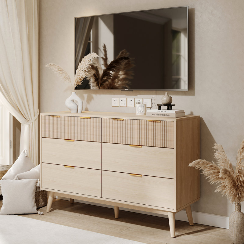Natural Wood Color 8-Drawer Dresser