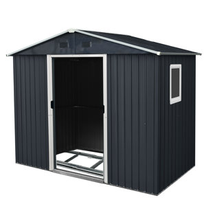 8ft.W x 4ft.D Metal Garden Shed With Floor Frame And Sliding Door