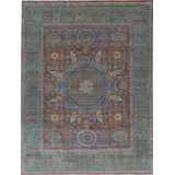 Wool Oriental Area Rug in Rust/Green