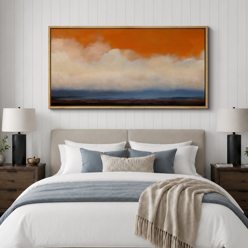 «Orange» et «Blue Horizon Cloudscape», grande impression sur toile encadrée - décor de ciel abstrait moderne, Naturel