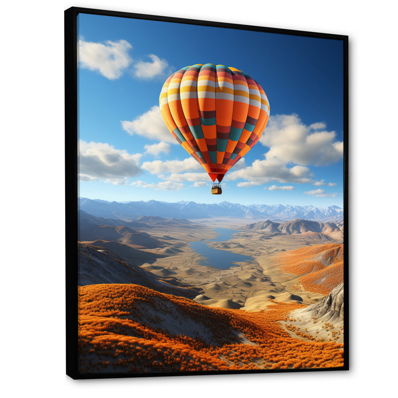 «Orange Hot Air Ballon Horizon II», reproduction sur toile, H 20 po x l 12 po x P 1 po, Cadre flottant noir