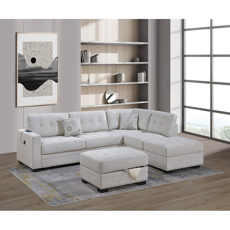 Ensemble de salon modulaire avec repose-pieds en L 3 pièces Living