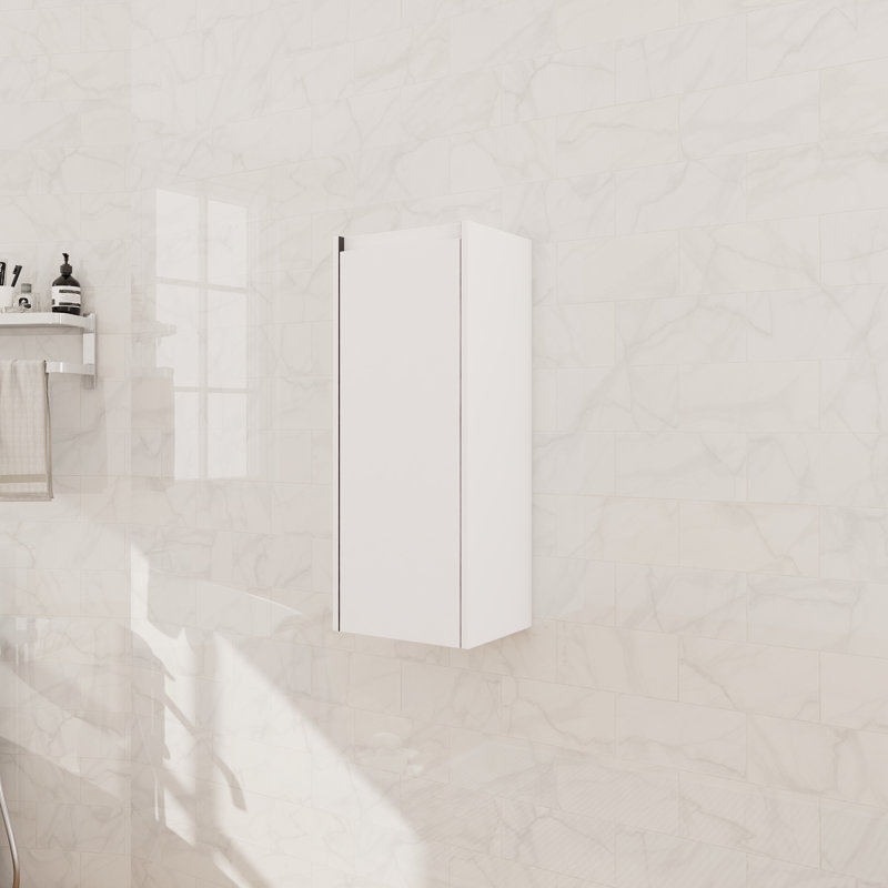 12" Floating Bathroom Side Cabinet With Soft Close Door, White