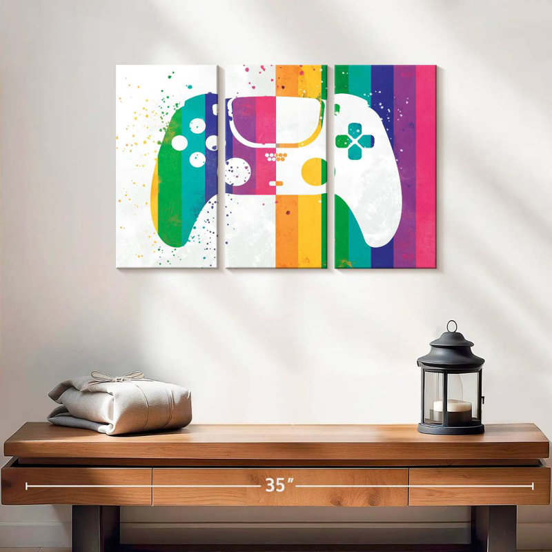 'Rainbow Splatter Controller, 14" H x 23" W