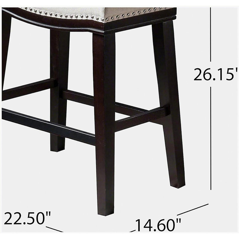 Tabouret de bar moderne rembourré avec garniture cloutée, ensemble de 2