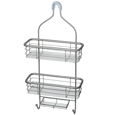 3-Tier Hanging Shower Caddy with Tubular Accents, Non-slip Neck, and Suction Cups in Matte Black