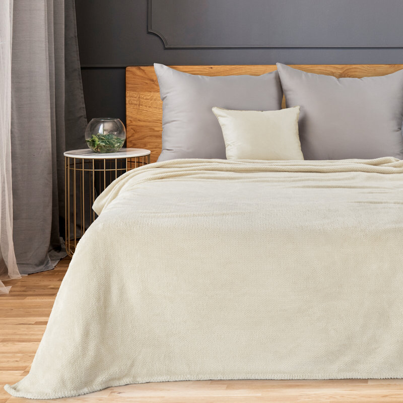 Polyester No Pattern Bedspread, Beige