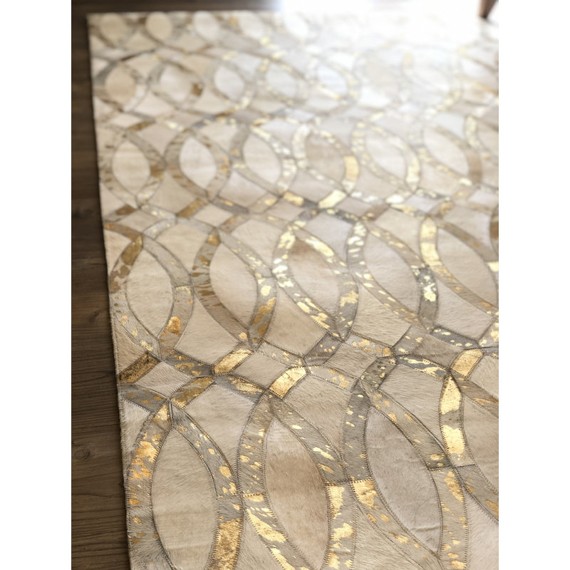 Mckinney Geometric Cowhide Hand Woven Area Rug, Rectangle 120 x 180cm