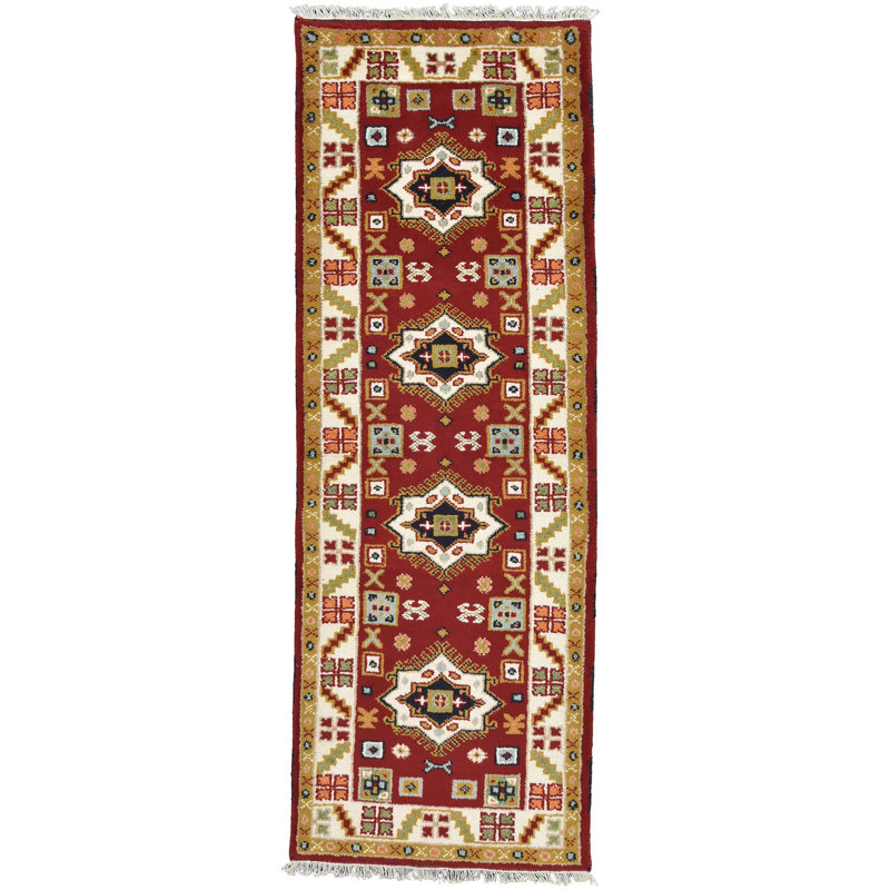 Tapis rouge Tribal Indo Kazak 2 pi 9 po x 7 pi 8 po
