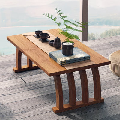 Table de plancher japonaise en bambou, petite table basse et table à thé, table d'autel pour la méditation, table basse pour s'asseoir sur le sol, table de tatami pour le salon de la chambre à coucher (80 cm (31,5 po), sans tiroirs)