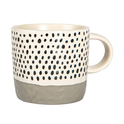 Nicola Spring - Dipped Dotty Stoneware Coffee Mug - 385ml