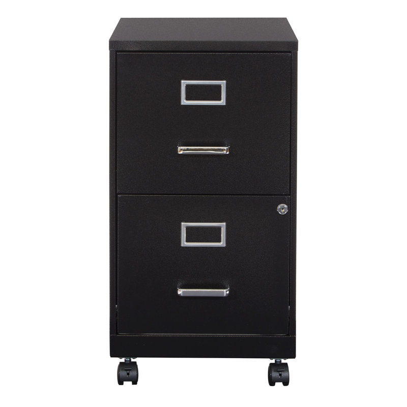 14.25'' Wide 2 -Drawer Mobile Steel File Cabinet, Black